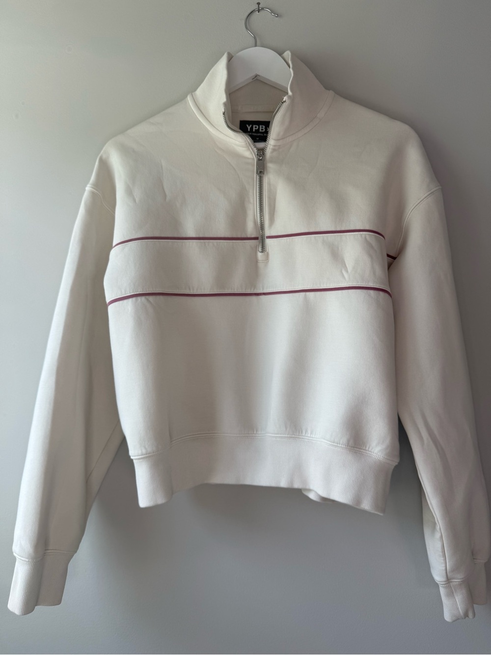 YPB Abercrombie Cream Cropped Quarter Zip Sweatshirt Size M